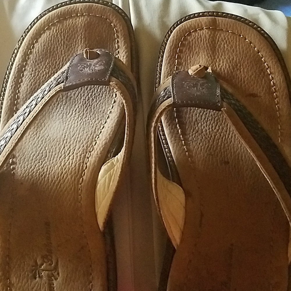 Tommy Bahama Mens Leather Flips
